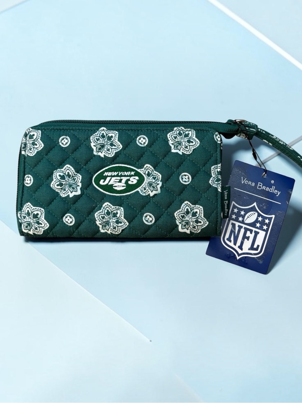 Vera Bradley NFL New York Jets RFID Front Zip Wristlet Wallet NWT